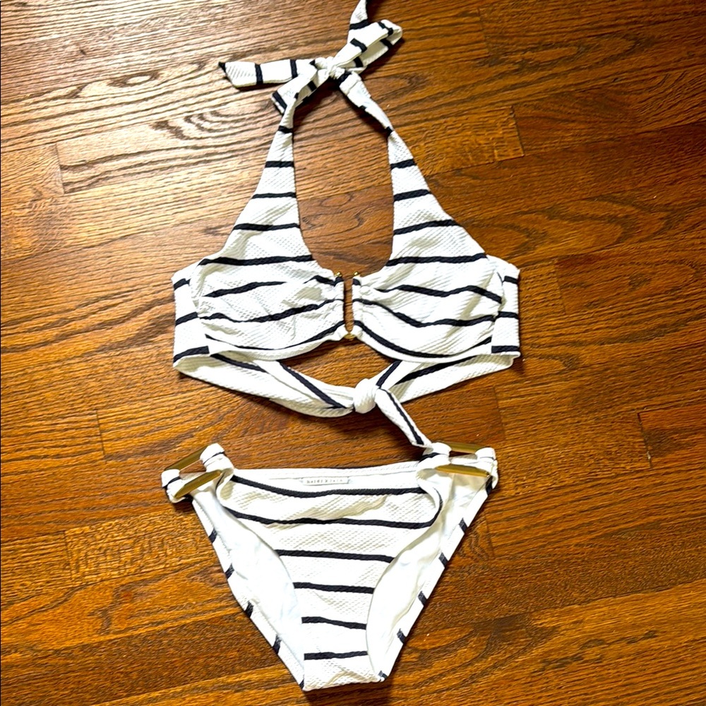 Heidi Klein Nice Nautical Stripe Rectangular Halter Neck Bikini